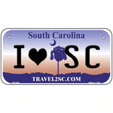 I Love South Carolina Novelty Metal License Plate 6" x 3" (BP)