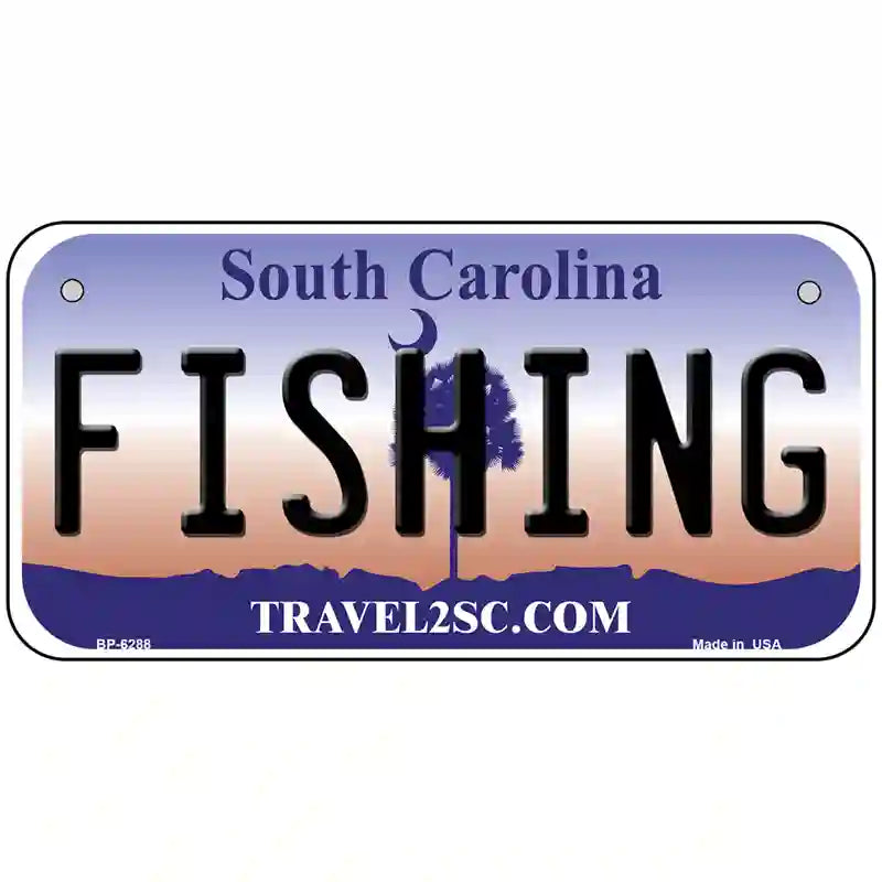 Fishing South Carolina Novelty Metal License Plate 6" x 3" (BP)