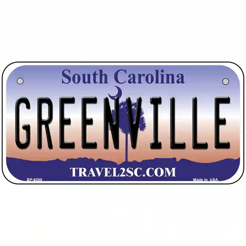 Greenville South Carolina Novelty Metal License Plate 6" x 3" (BP)