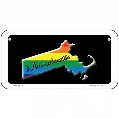 Massachusetts Rainbow Metal Novelty License Plate 6" x 3" (BP)