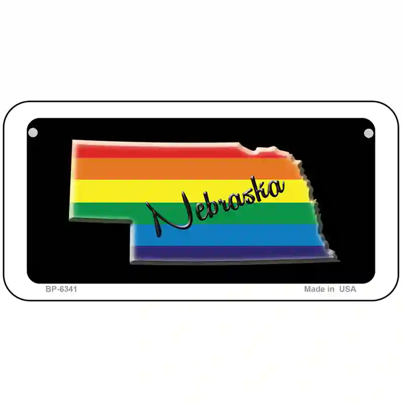 Nebraska Rainbow Metal Novelty License Plate 6" x 3" (BP)