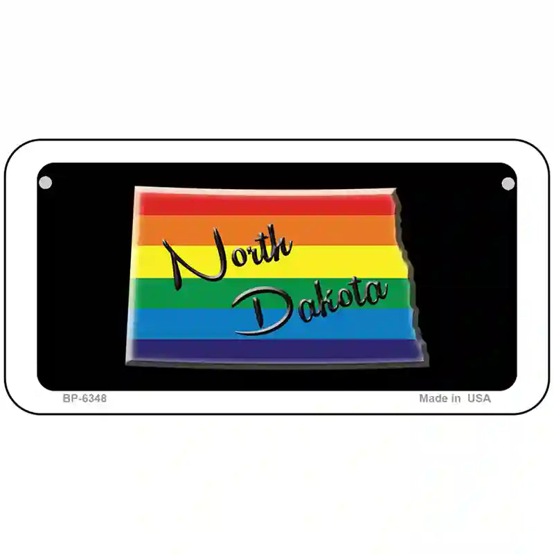 North Dakota Rainbow Metal Novelty License Plate 6" x 3" (BP)