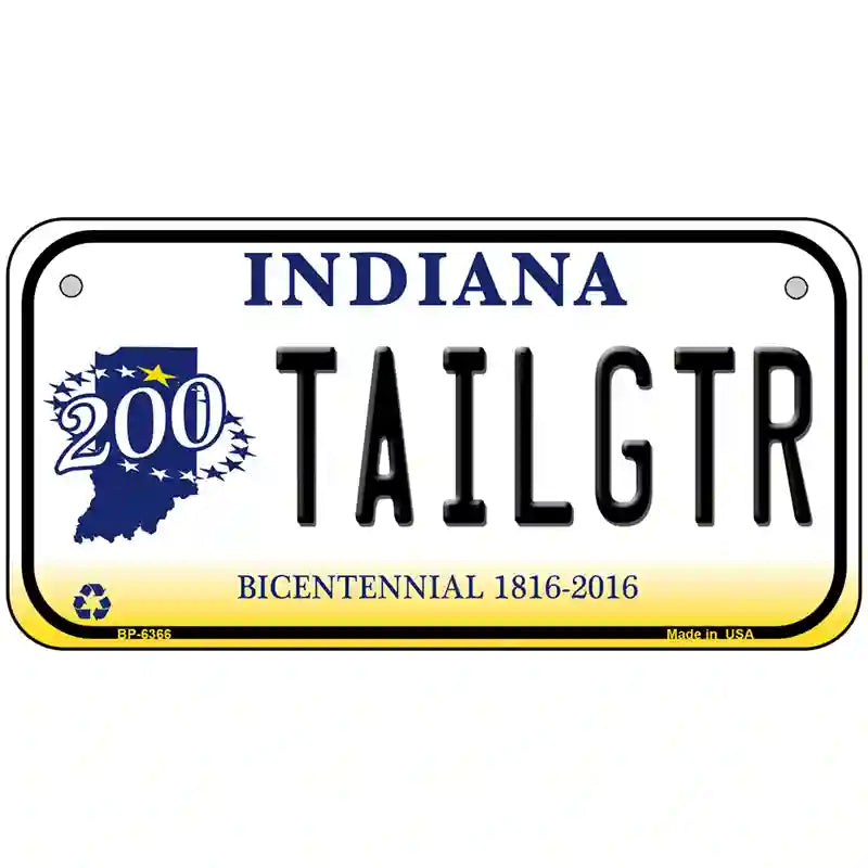 Tailgtr Indiana Bicentennial Novelty Metal License Plate 6" x 3" (BP)