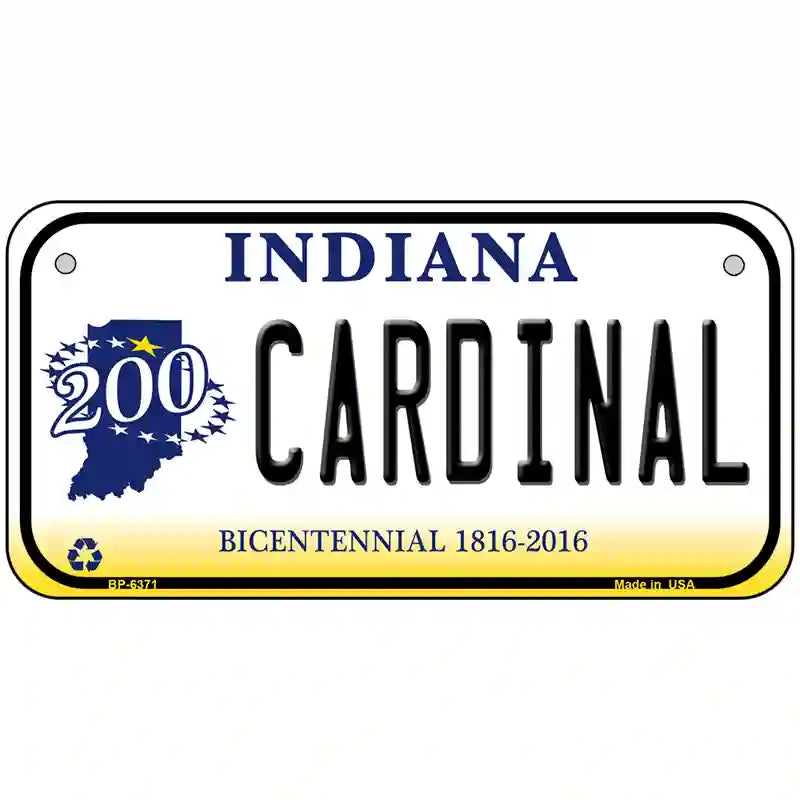 Cardinal Indiana Novelty Metal License Plate 6" x 3" (BP)