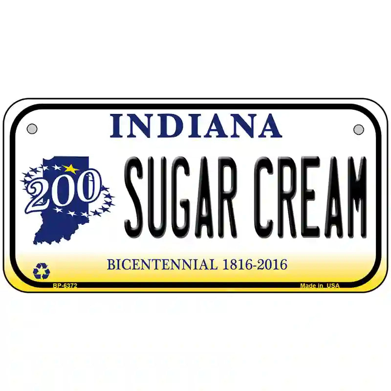 Sugar Cream Indiana Novelty Metal License Plate 6" x 3" (BP)