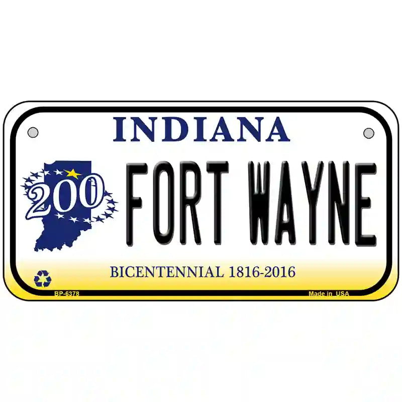 Fort Wayne Indiana Novelty Metal License Plate 6" x 3" (BP)