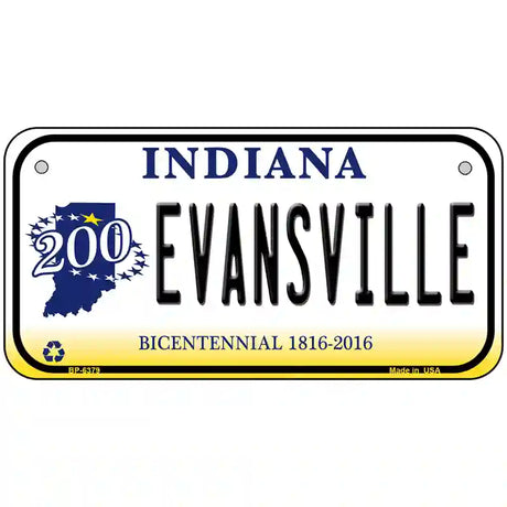 Evansville Indiana Novelty Metal License Plate 6" x 3" (BP)