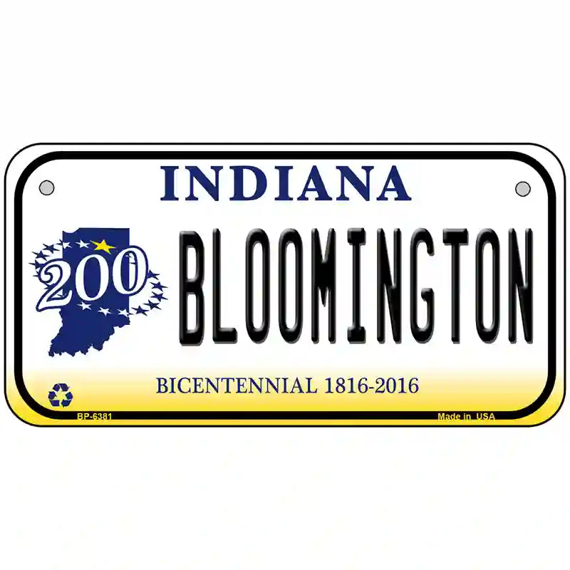 Bloomington Indiana Novelty Metal License Plate 6" x 3" (BP)