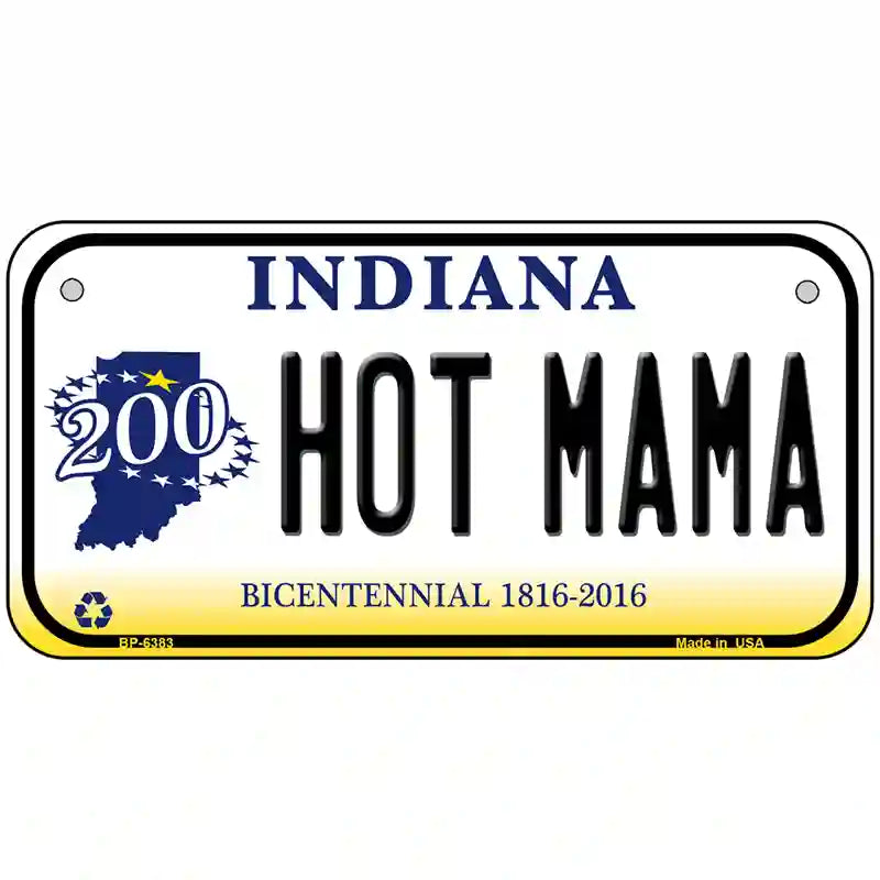 Hot Mama Indiana Novelty Metal License Plate 6" x 3" (BP)