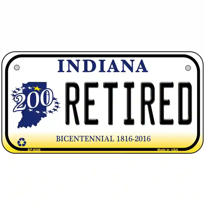 Retired Indiana Novelty Metal License Plate 6" x 3" (BP)