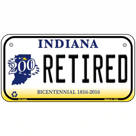 Retired Indiana Novelty Metal License Plate 6" x 3" (BP)