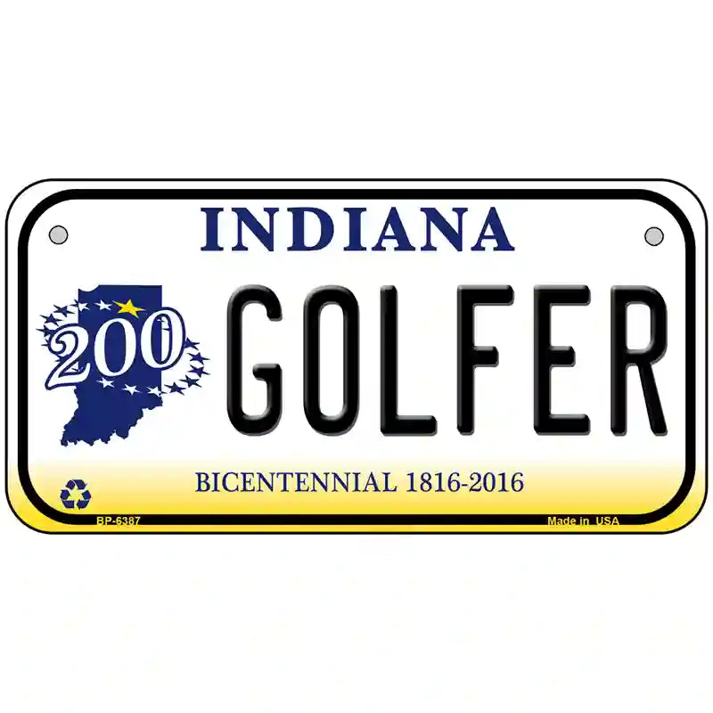 Golfer Indiana Novelty Metal License Plate 6" x 3" (BP)