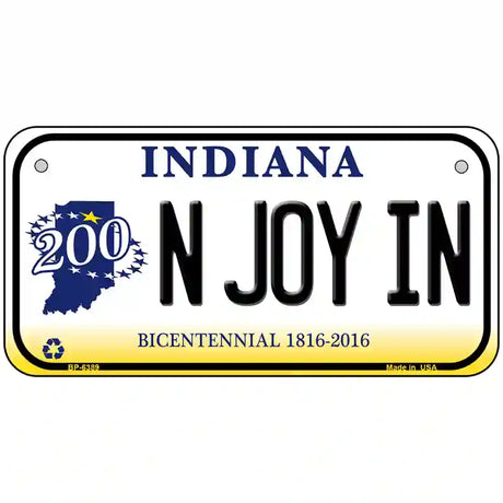 N Joy Indiana Novelty Metal License Plate 6" x 3" (BP)