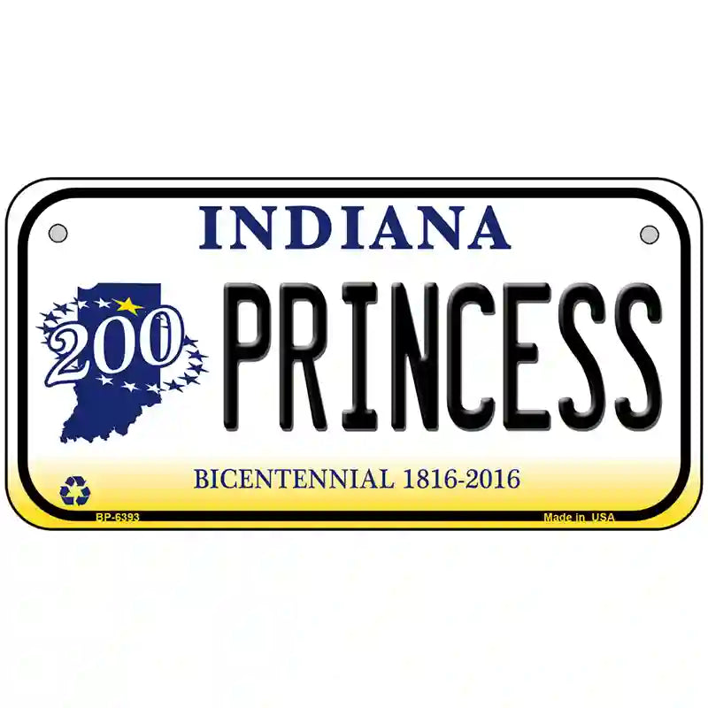 Princess Indiana Novelty Metal License Plate 6" x 3" (BP)