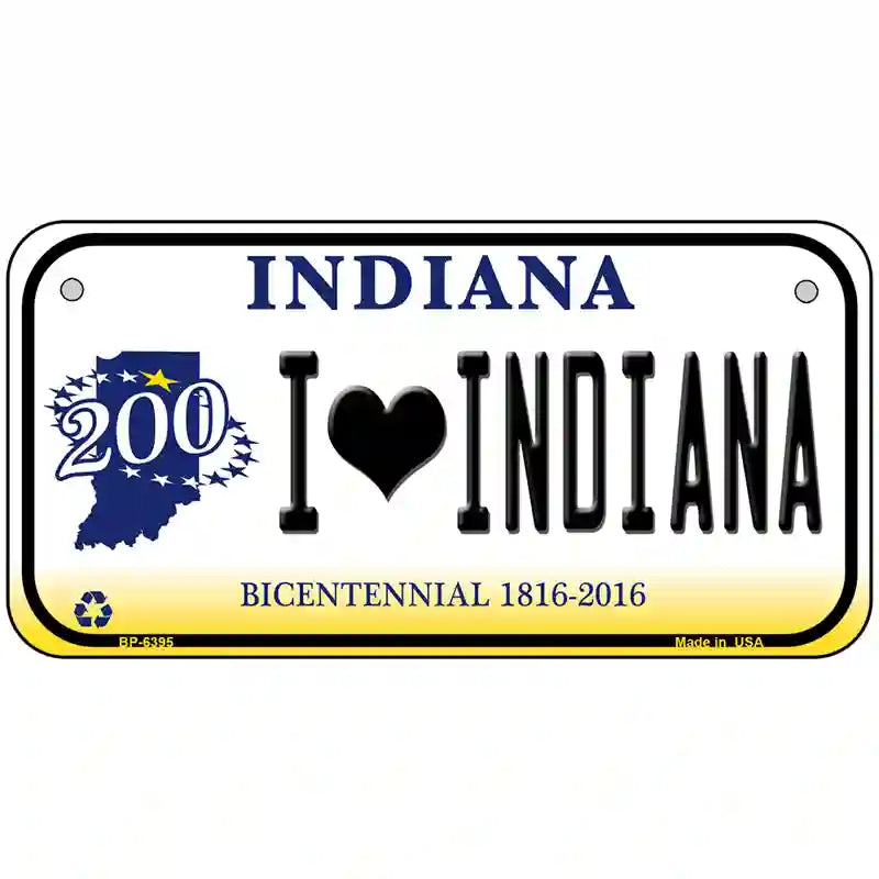 I Love Indiana Novelty Metal License Plate 6" x 3" (BP)