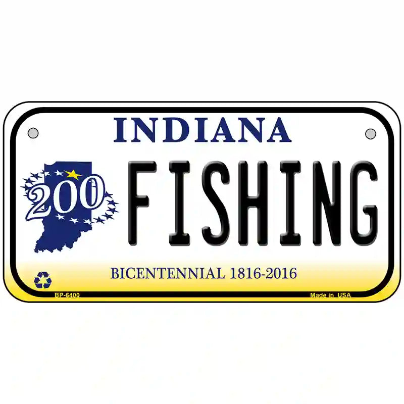 Fishing Indiana Novelty Metal License Plate 6" x 3" (BP)