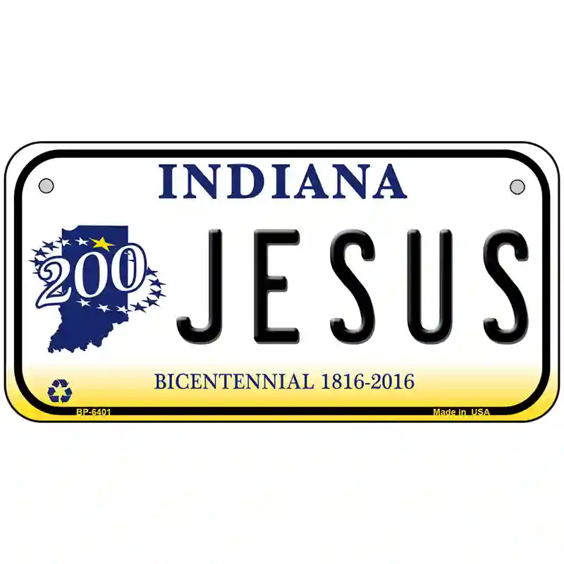 Jesus Indiana Novelty Metal License Plate 6" x 3" (BP)