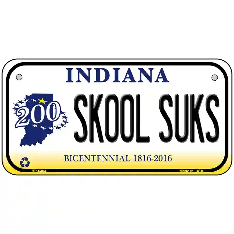 Skook Suks Indiana Novelty Metal License Plate 6" x 3" (BP)