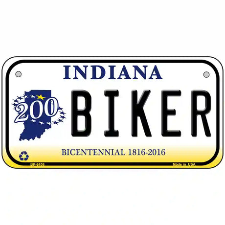 Biker Indiana Novelty Metal License Plate 6" x 3" (BP)