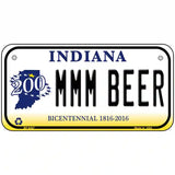 MMM Beer Indiana Novelty Metal License Plate 6" x 3" (BP)