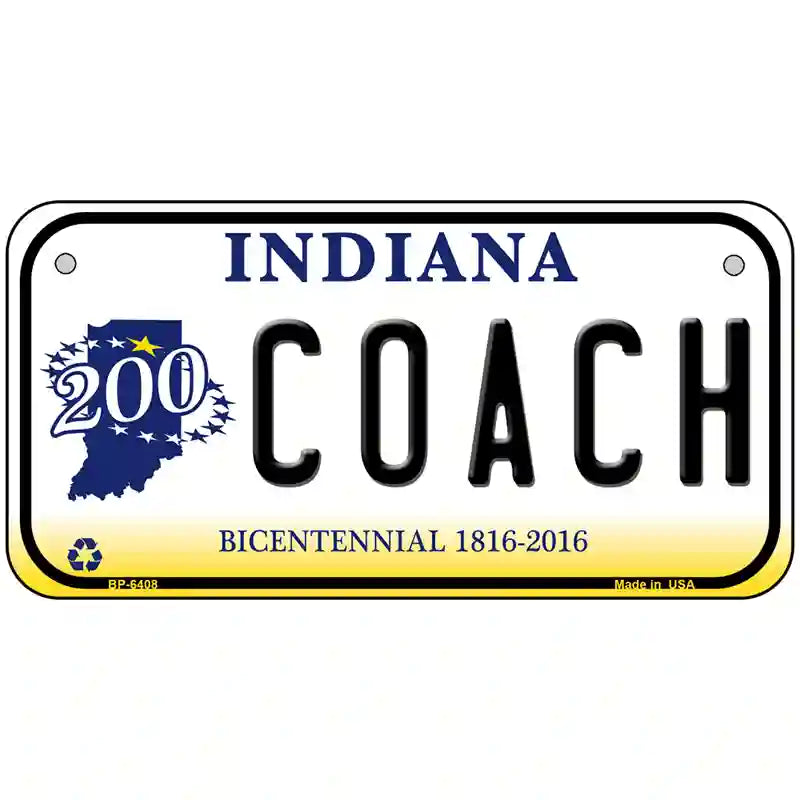 Coach Indiana Novelty Metal License Plate 6" x 3" (BP)