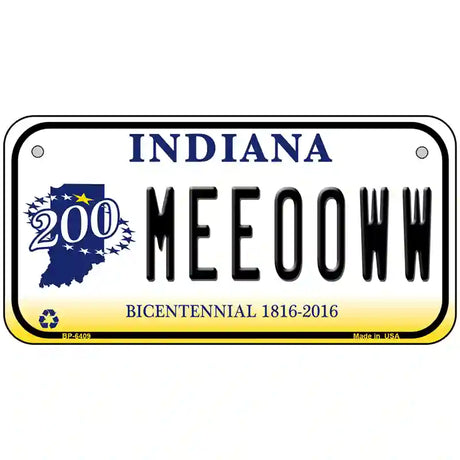 Meeooww Indiana Novelty Metal License Plate 6" x 3" (BP)