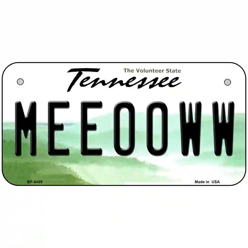 Meeooww Tennessee Novelty Metal License Plate 6" x 3" (BP)