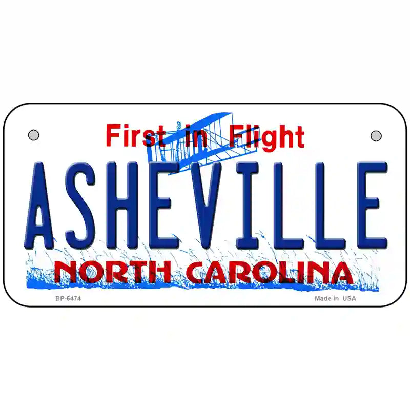 Asheville North Carolina Novelty Metal License Plate 6" x 3" (BP)