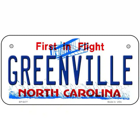 Greenville North Carolina Novelty Metal License Plate 6" x 3" (BP)