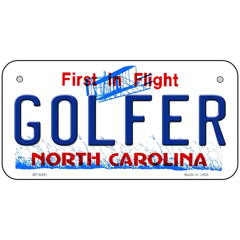 Golfer North Carolina Novelty Metal License Plate 6" x 3" (BP)