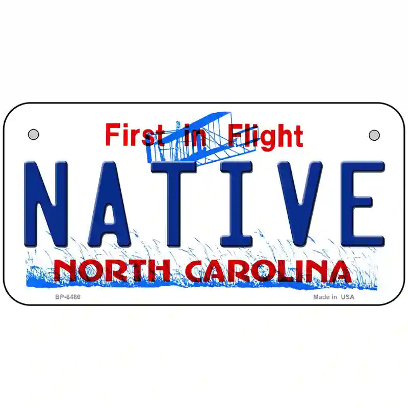 Native North Carolina Novelty Metal License Plate 6" x 3" (BP)