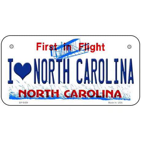 I Love North Carolina Novelty Metal License Plate 6" x 3" (BP)