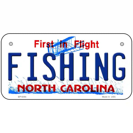 Fishing North Carolina Novelty Metal License Plate 6" x 3" (BP)