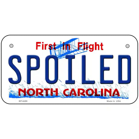 Spoiled North Carolina Novelty Metal License Plate 6" x 3" (BP)