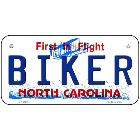 Biker North Carolina Novelty Metal License Plate 6" x 3" (BP)