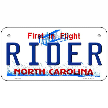 Rider North Carolina Novelty Metal License Plate 6" x 3" (BP)