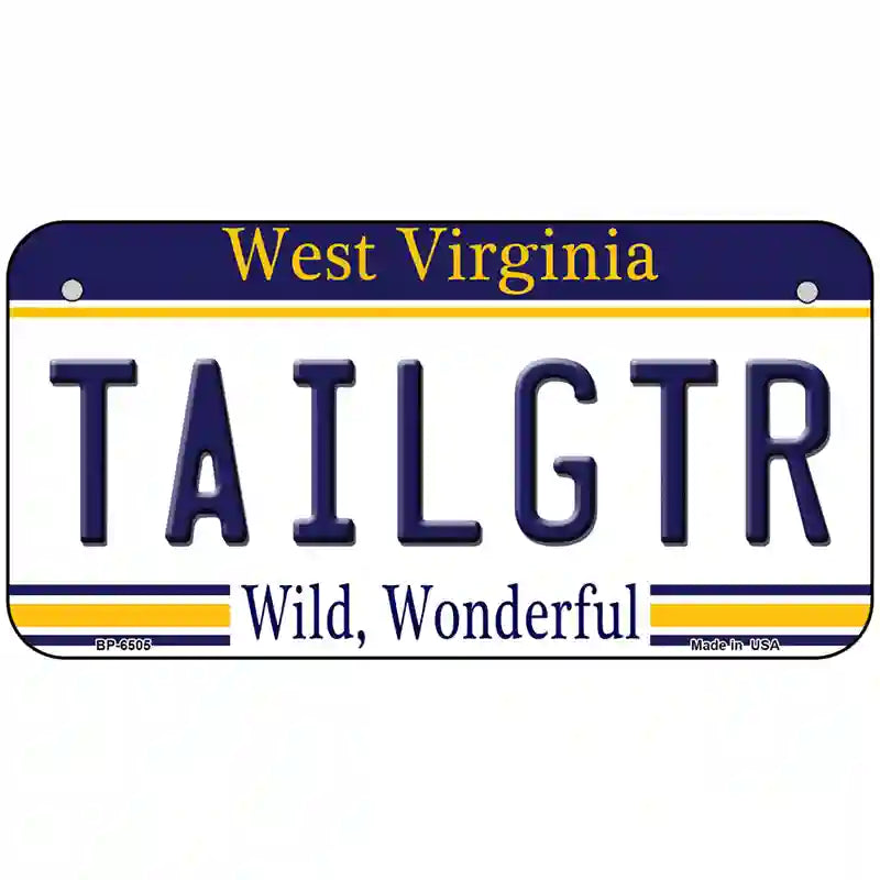 Tailgtr West Virginia Novelty Metal License Plate 6" x 3" (BP)