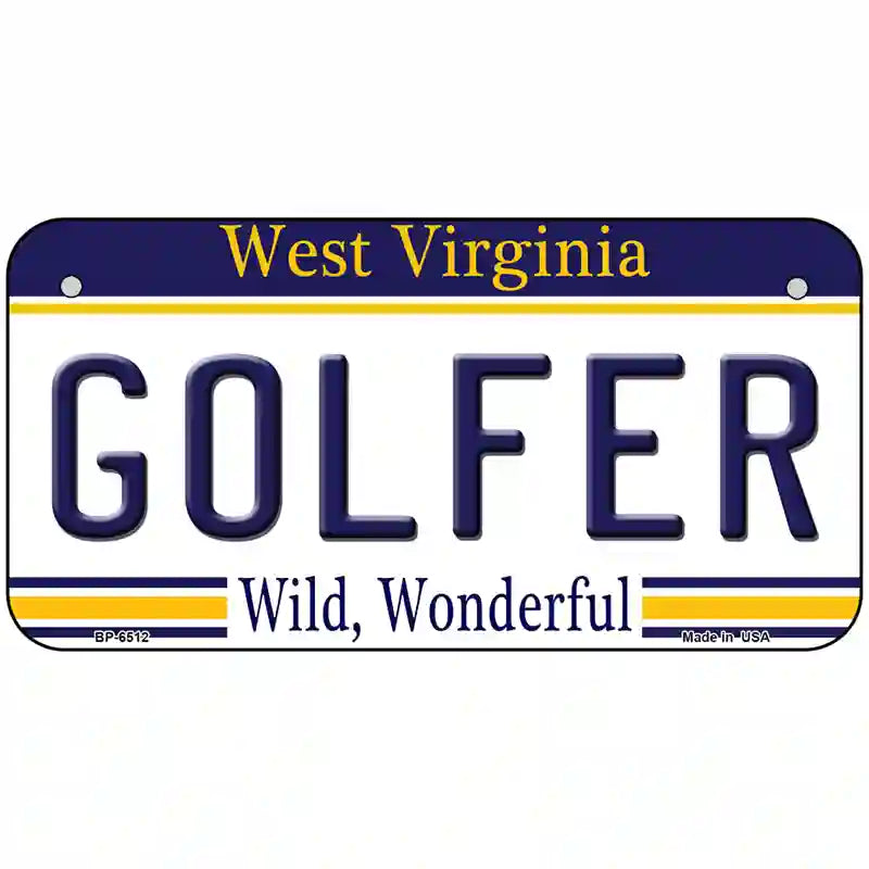 Golfer West Virginia Novelty Metal License Plate 6" x 3" (BP)