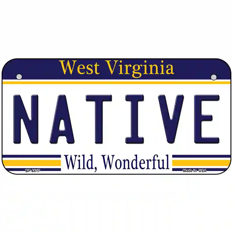 Native West Virginia Novelty Metal License Plate 6" x 3" (BP)