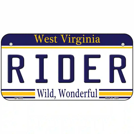 Rider West Virginia Novelty Metal License Plate 6" x 3" (BP)