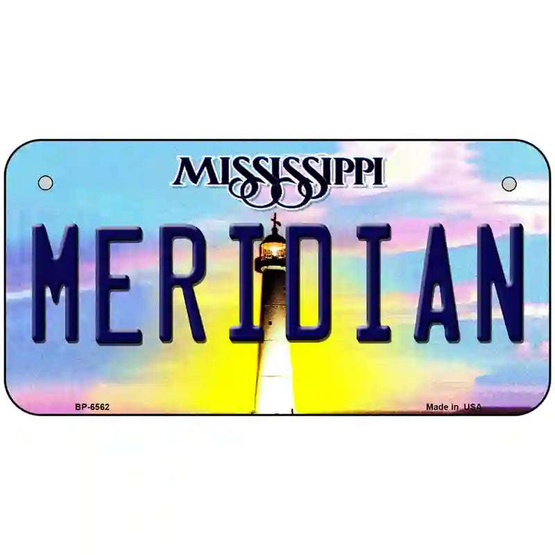 Meridian Mississippi Novelty Metal License Plate 6" x 3" (BP)