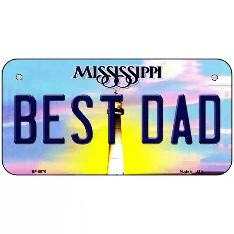 Best Dad Mississippi Novelty Metal License Plate 6" x 3" (BP)