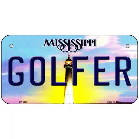 Golfer Mississippi Novelty Metal License Plate 6" x 3" (BP)