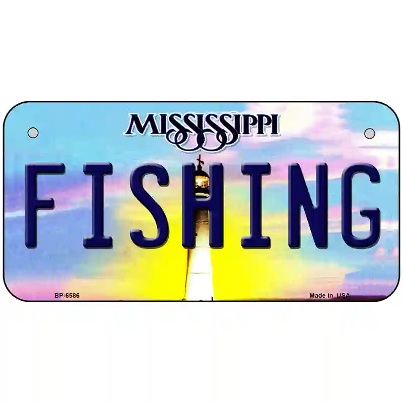 Fishing Mississippi Novelty Metal License Plate 6" x 3" (BP)