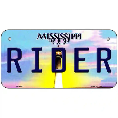 Rider Mississippi Novelty Metal License Plate 6" x 3" (BP)