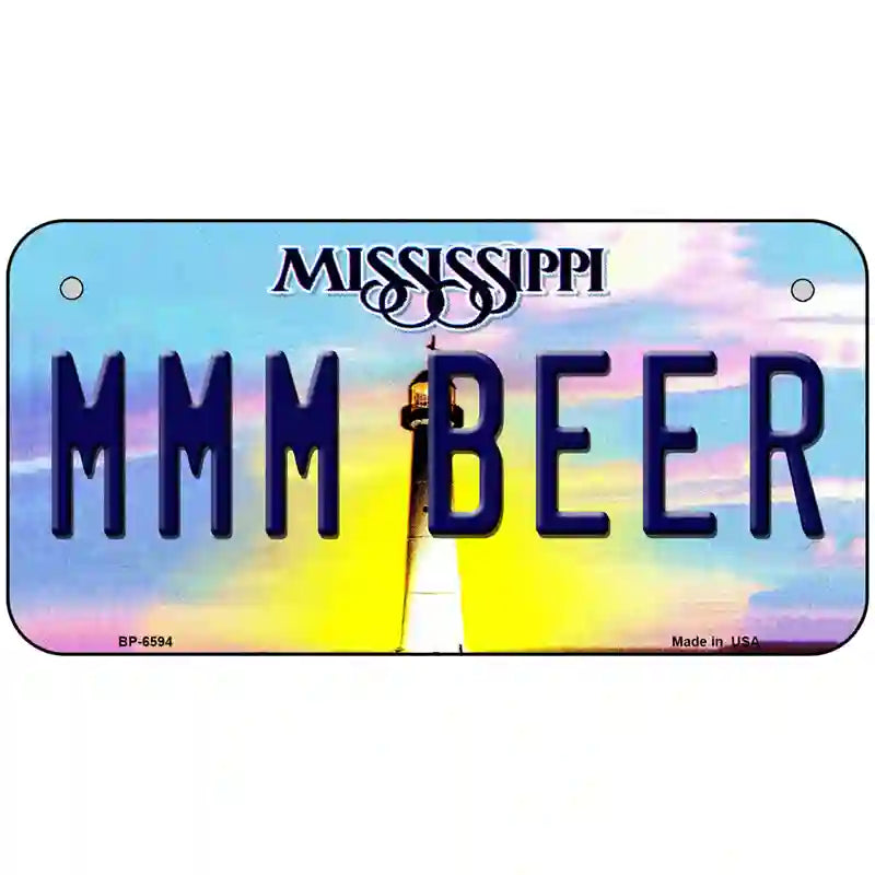 MMM Beer Mississippi Novelty Metal License Plate 6" x 3" (BP)