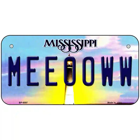 Meeooww Mississippi Novelty Metal License Plate 6" x 3" (BP)