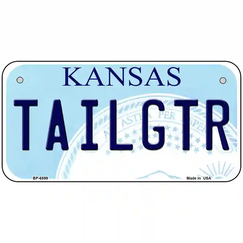 Tailgtr Kansas Novelty Metal License Plate 6" x 3" (BP)