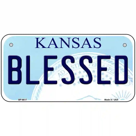 Blessed Kansas Novelty Metal License Plate 6" x 3" (BP)