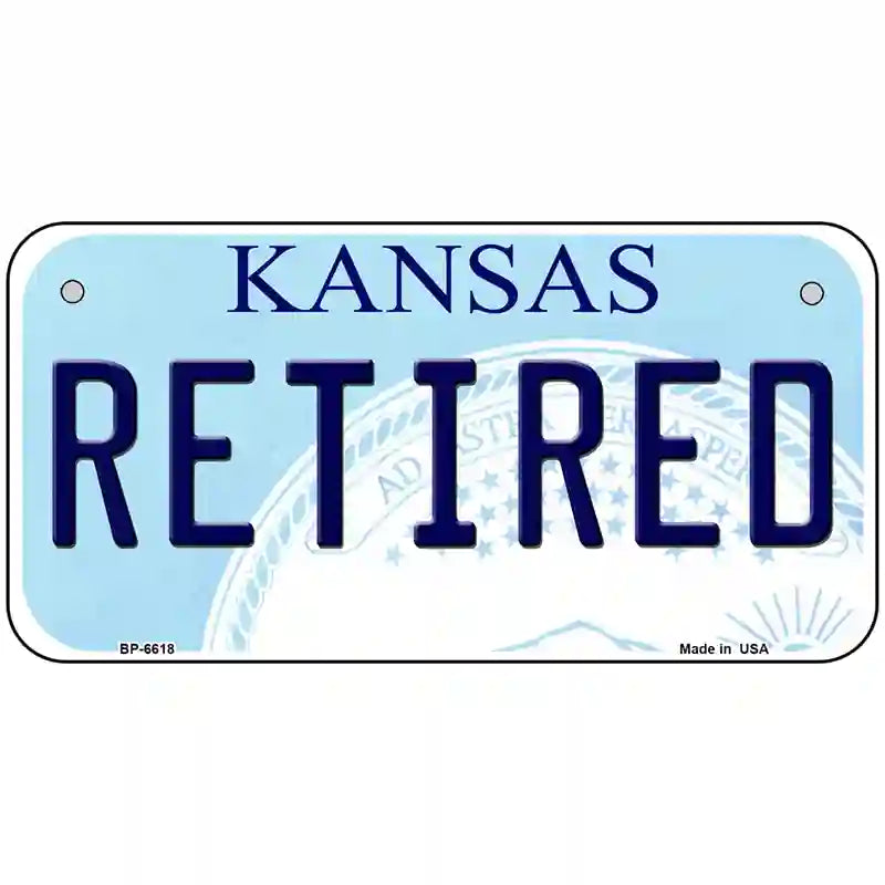 Retired Kansas Novelty Metal License Plate 6" x 3" (BP)